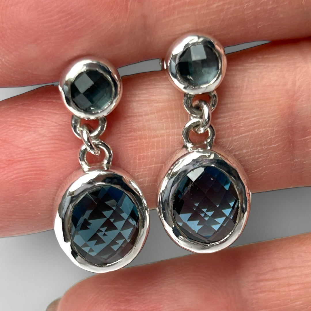 Blue Topaz and sterling silver dangly earrings