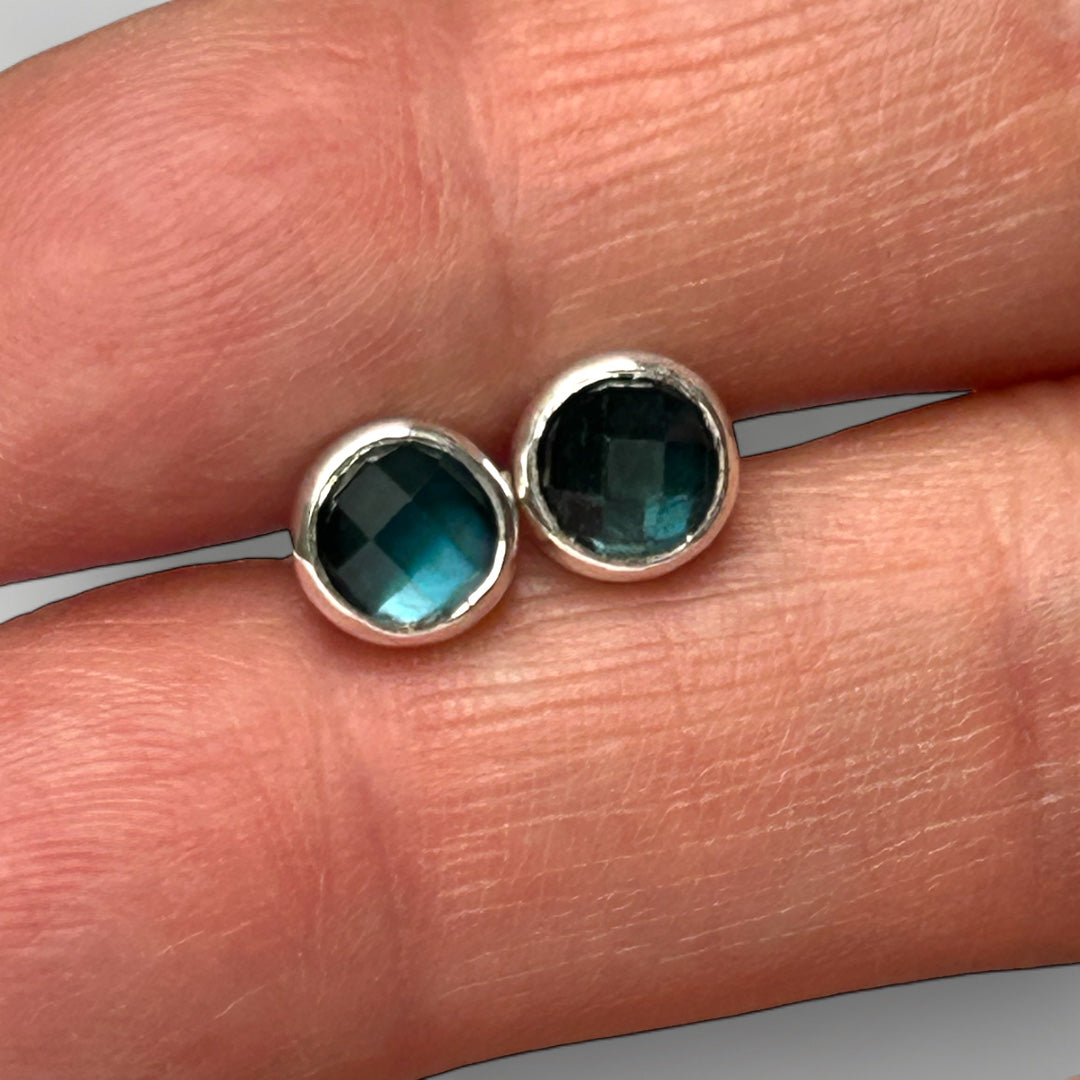 Blue Topaz and sterling silver stud earrings