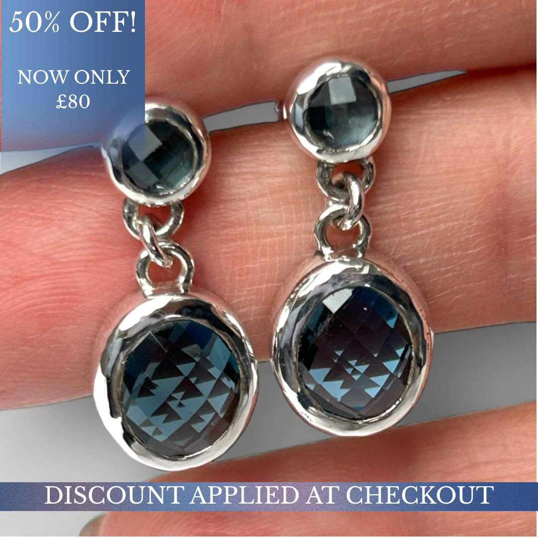 London Blue Topaz and Sterling Silver Dangly Earrings