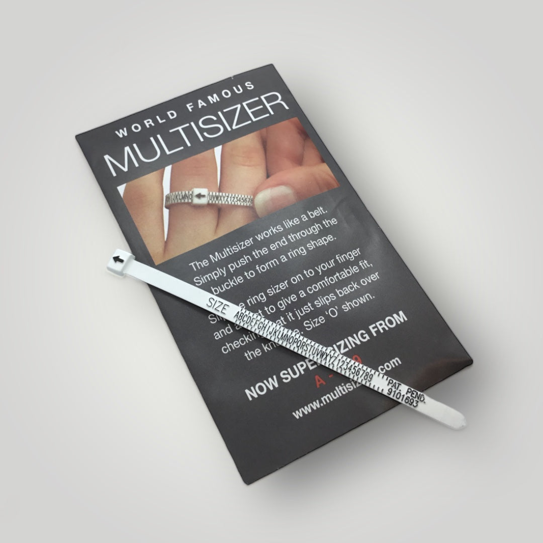 ring sizer with UK ring sizes from A to Z