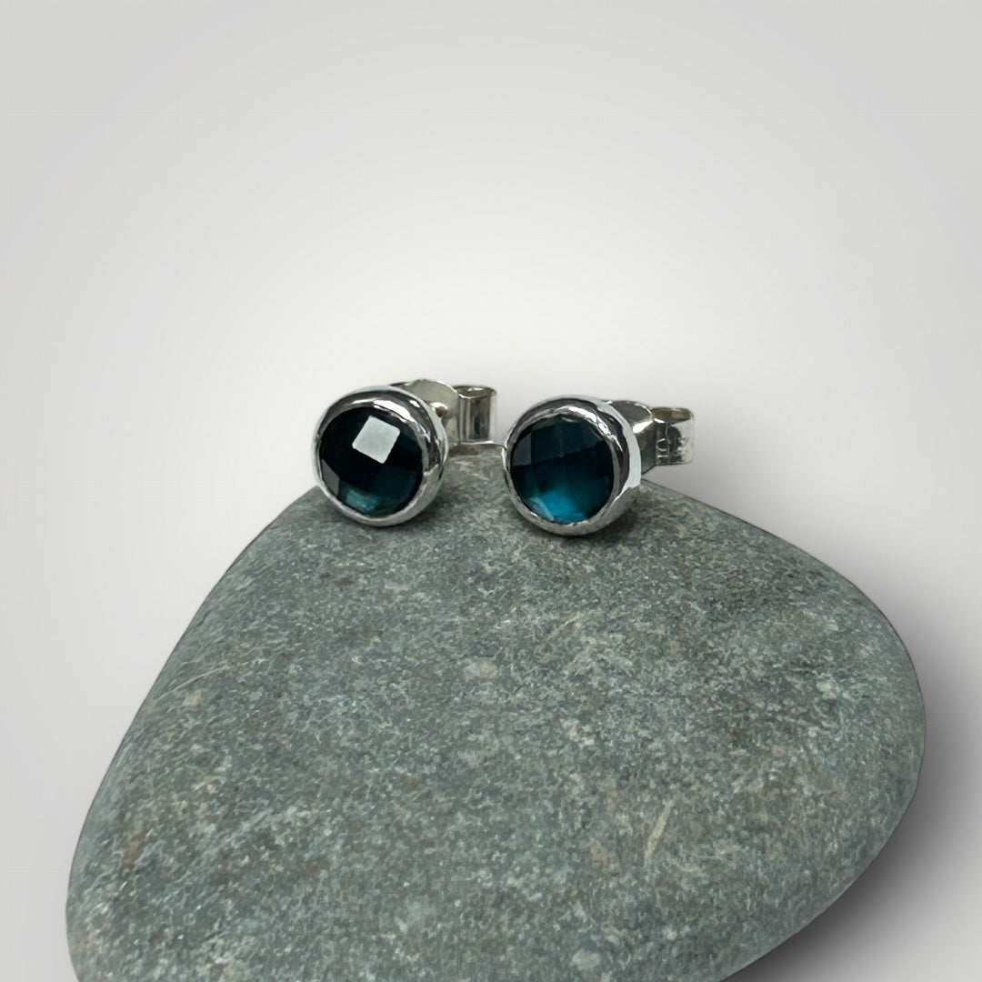 Blue Topaz and sterling silver stud earrings