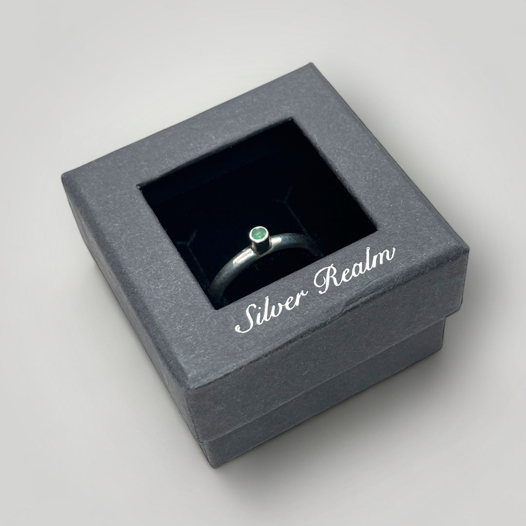 emerald stacking ring in sterling silver