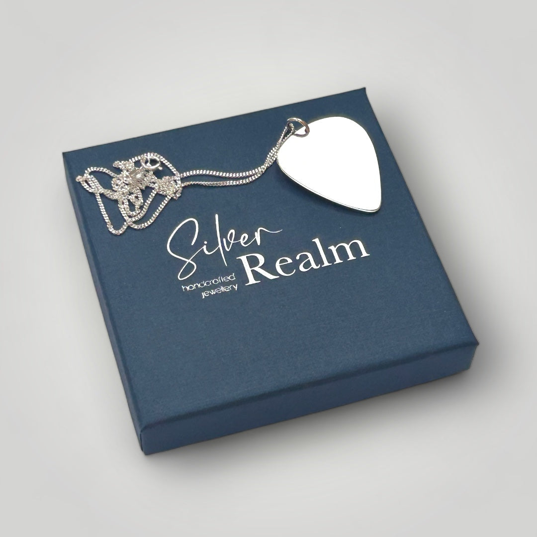 sterling silver guitar pick necklace