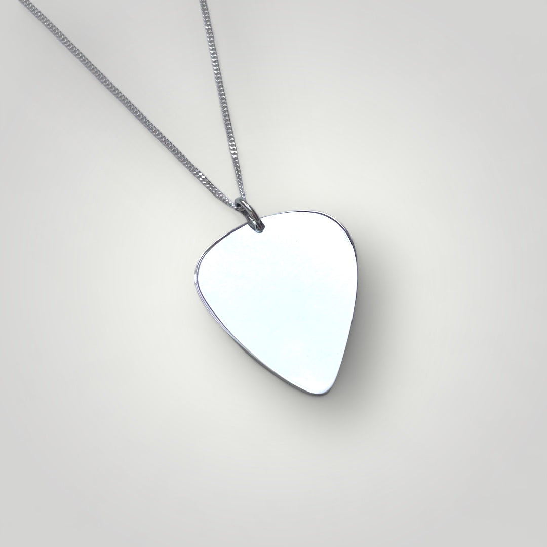 sterling silver guitar pick necklace