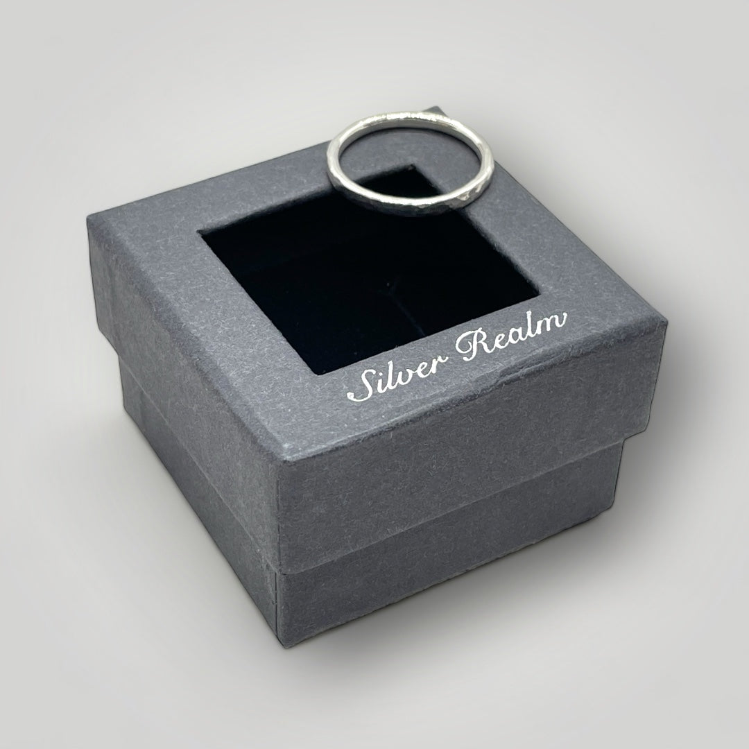 sterling silver, slim, hammered, stacking ring