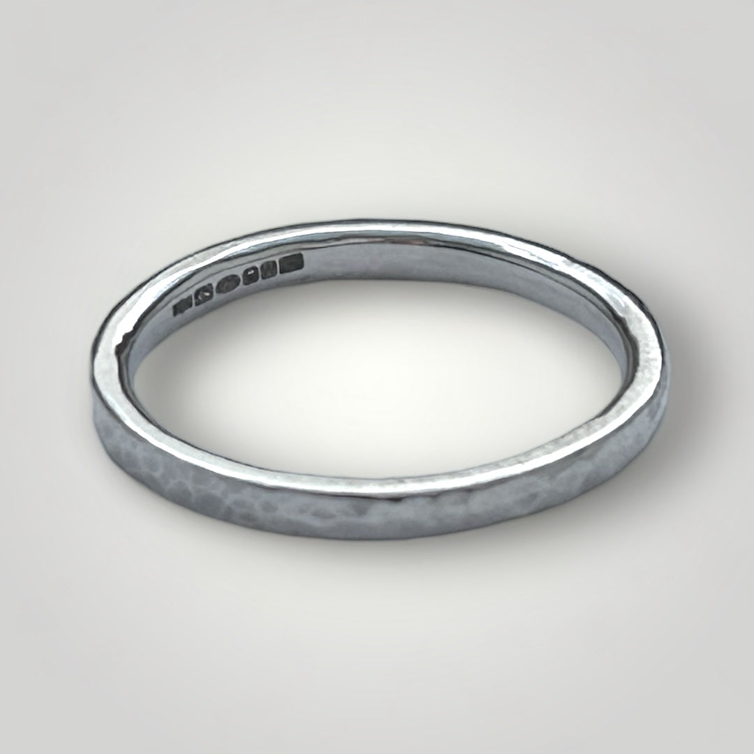 sterling silver, slim, hammered, stacking ring