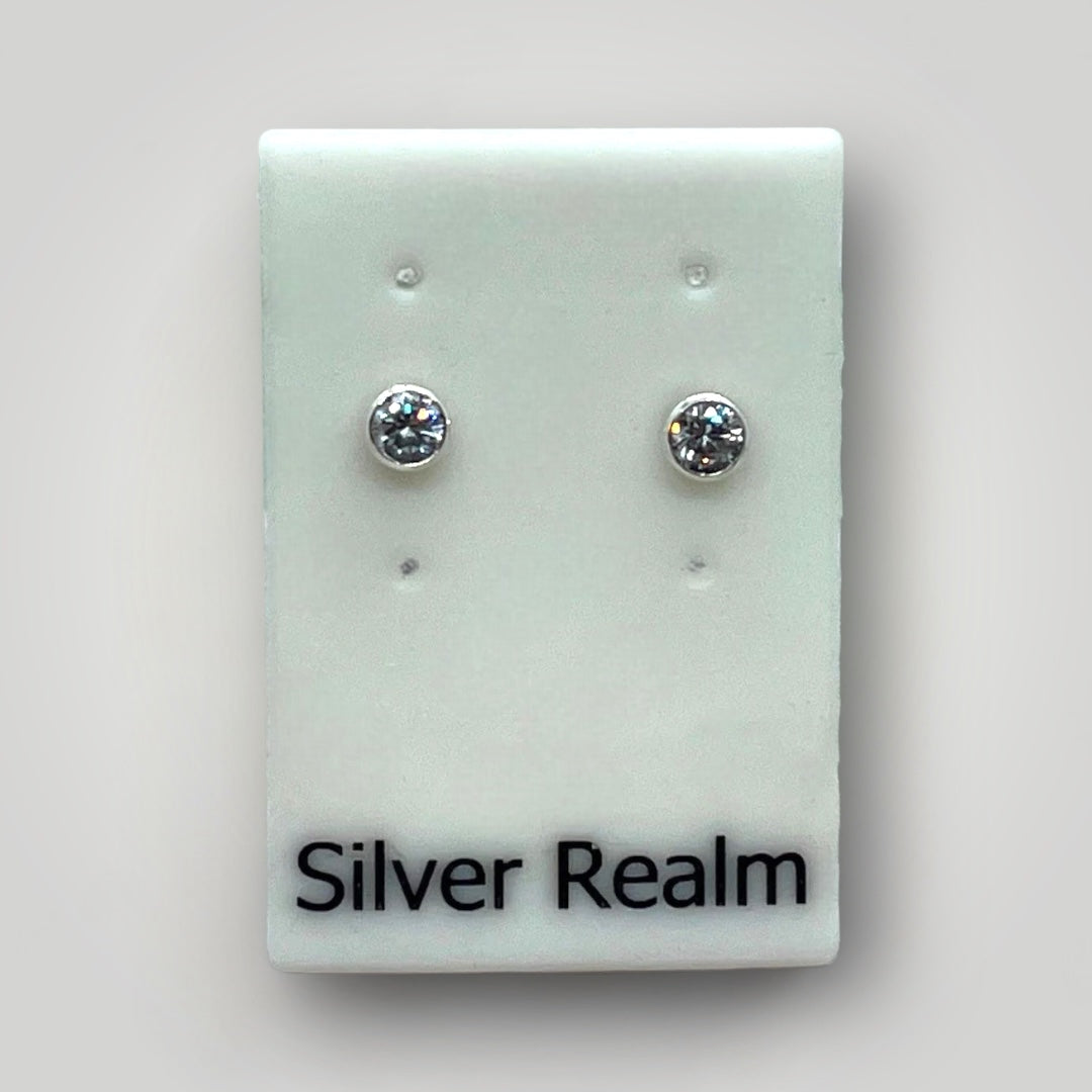 Sterling silver and cubic zirconia stud earrings