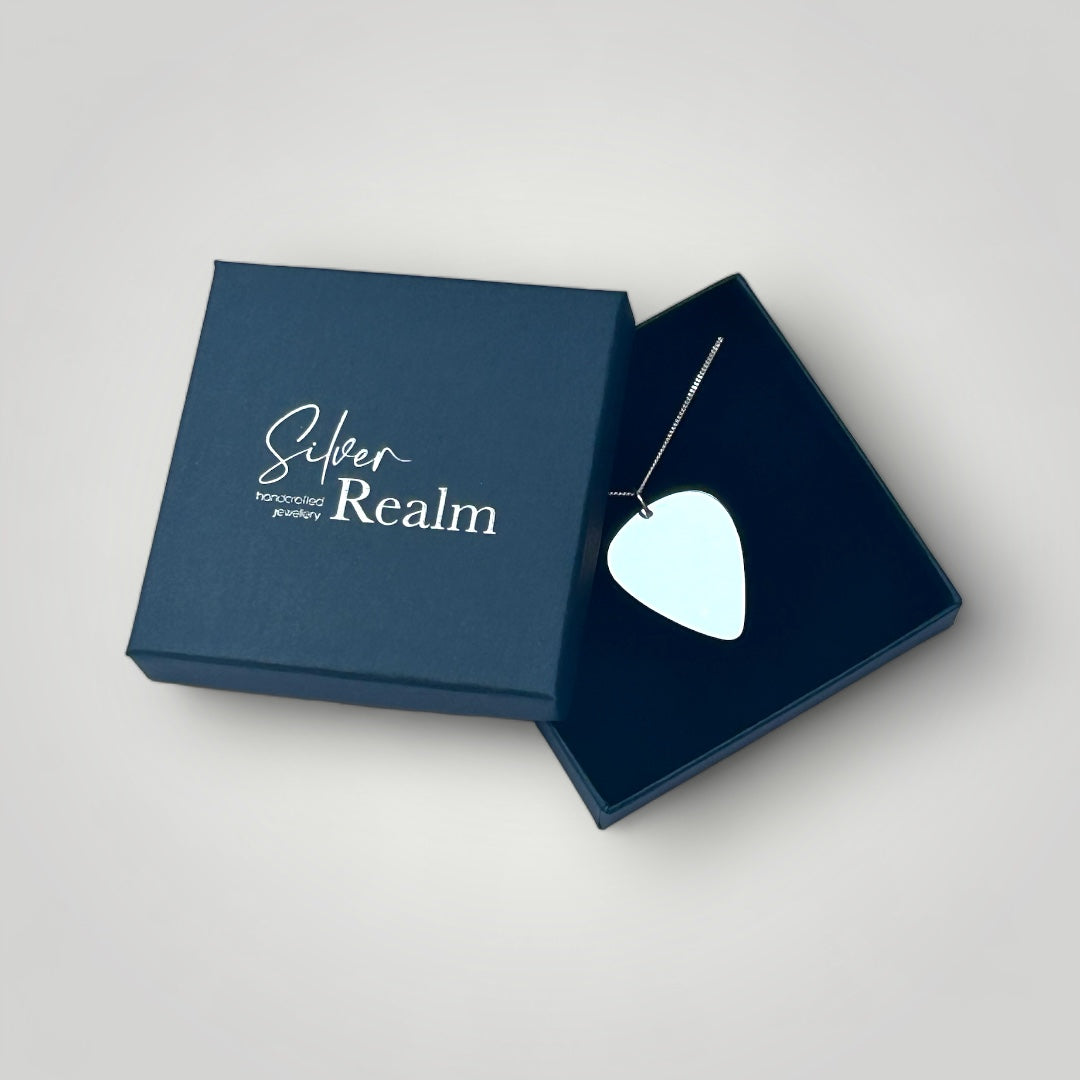 sterling silver guitar pick necklace