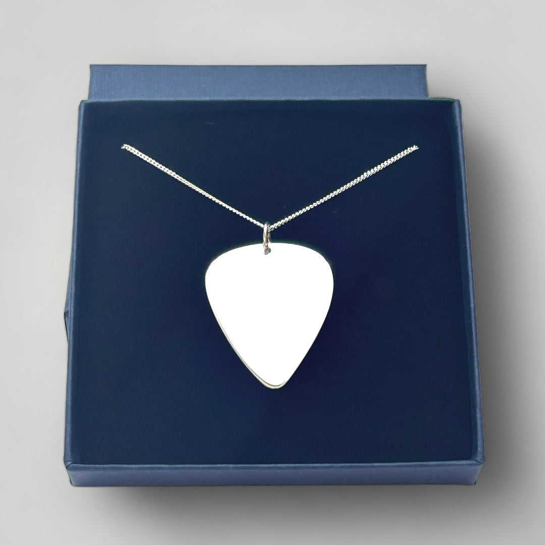 sterling silver guitar pick necklace