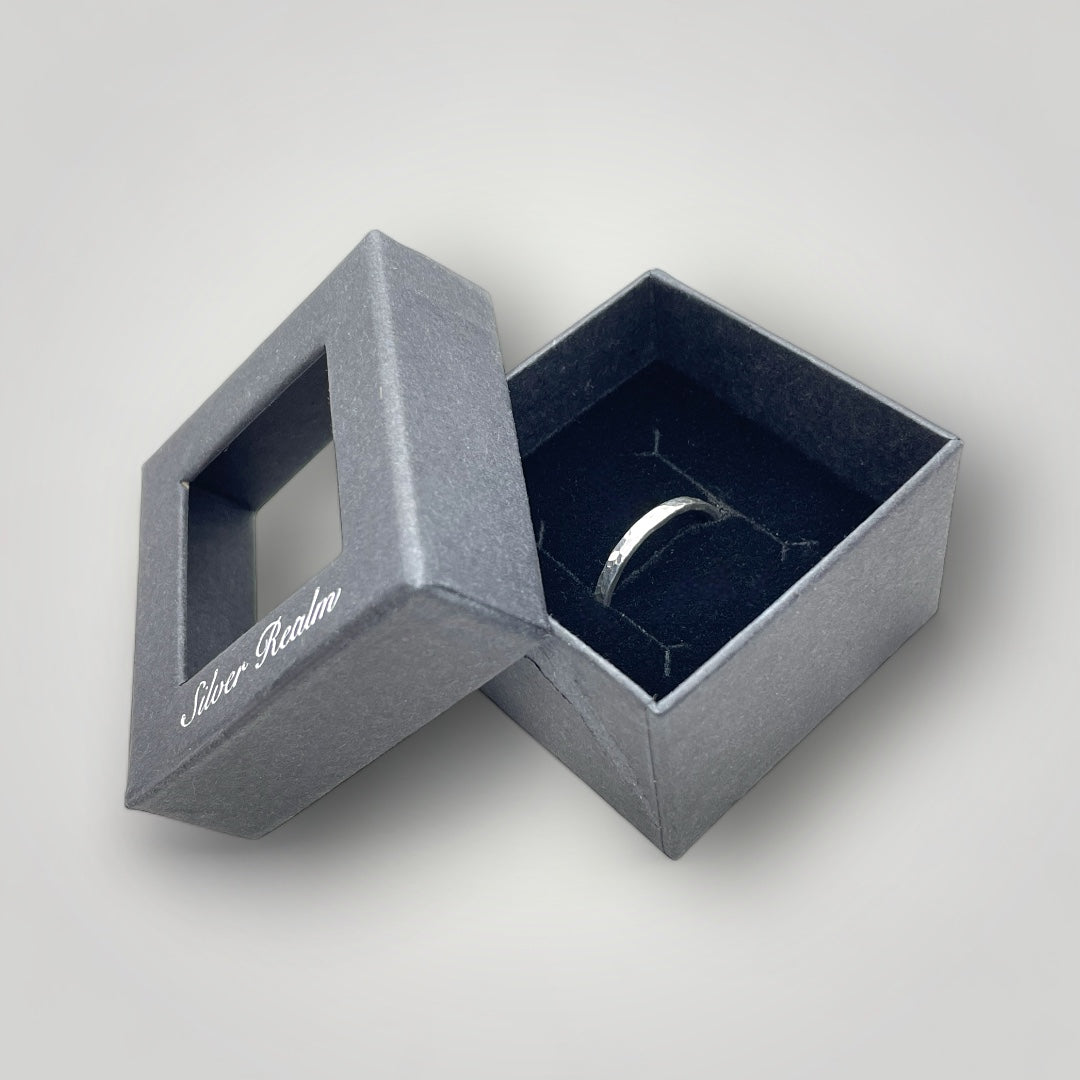 sterling silver, slim, hammered, stacking ring