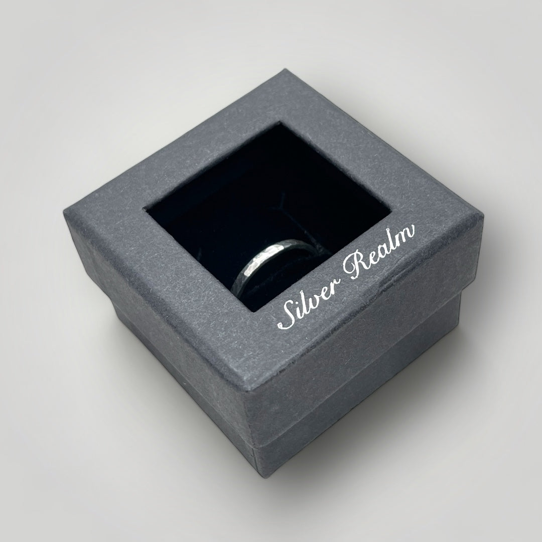 sterling silver, slim, hammered, stacking ring