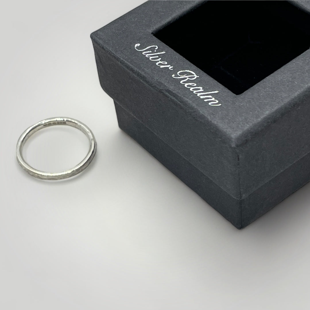 sterling silver, slim, hammered, stacking ring