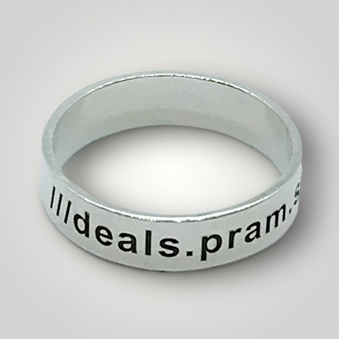 a sterling silver ring with your choice of what3words address engraved onto the outside