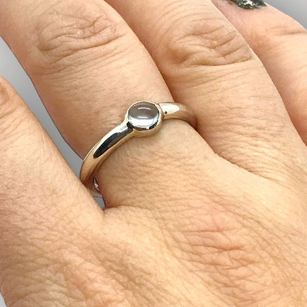 sterling silver what3words ring with topaz