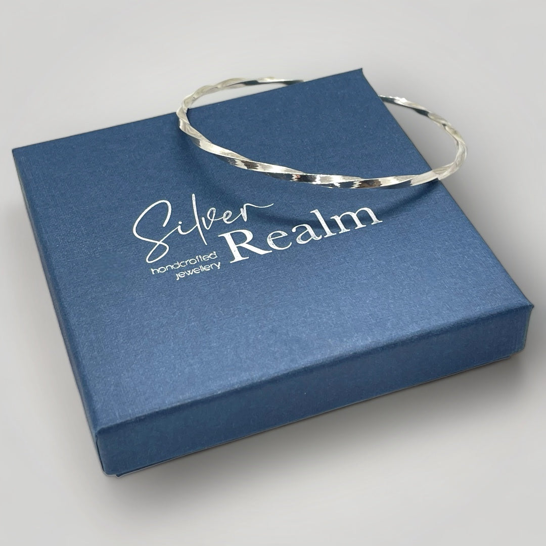 Twisted sterling silver bangle