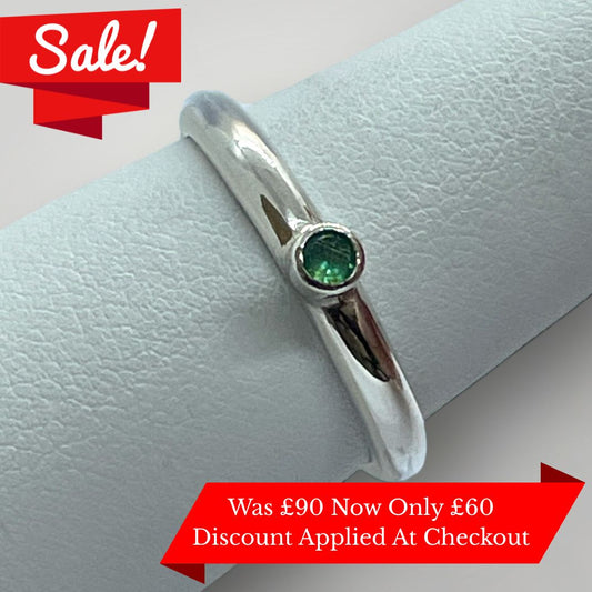 Emerald and Sterling Silver Stacking Ring