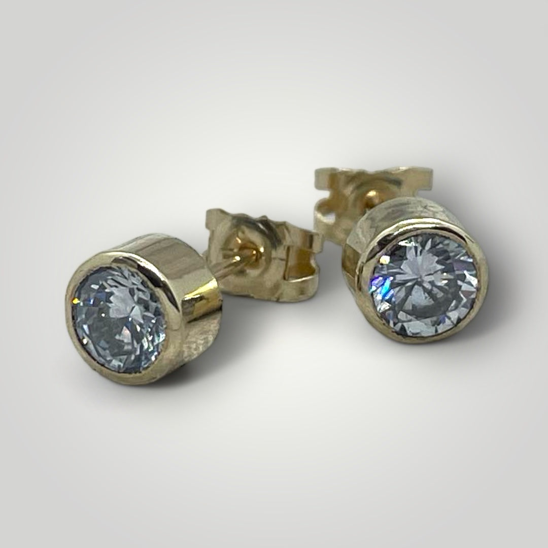 Gold CZ Stud Earrings