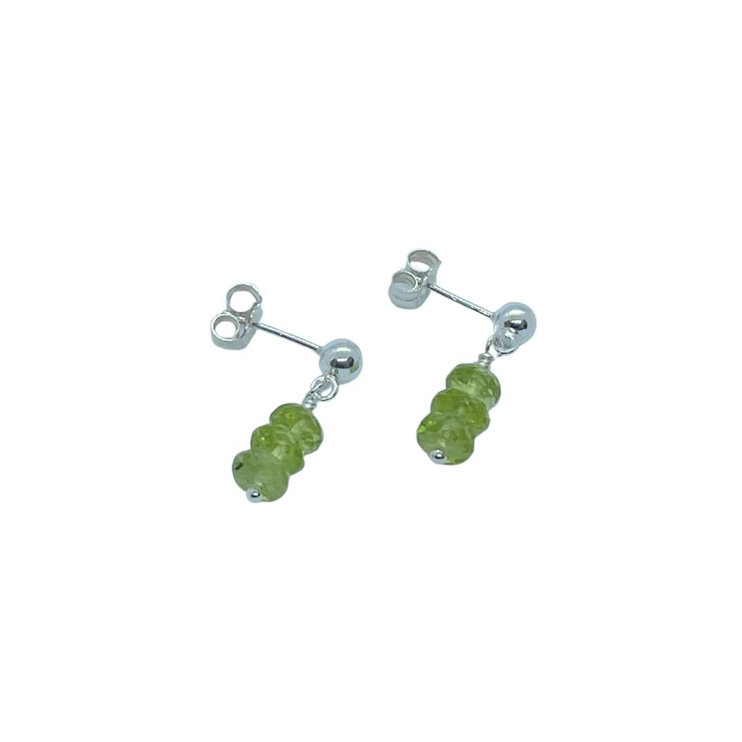 Peridot and sterling silver earrings.  Edit alt text