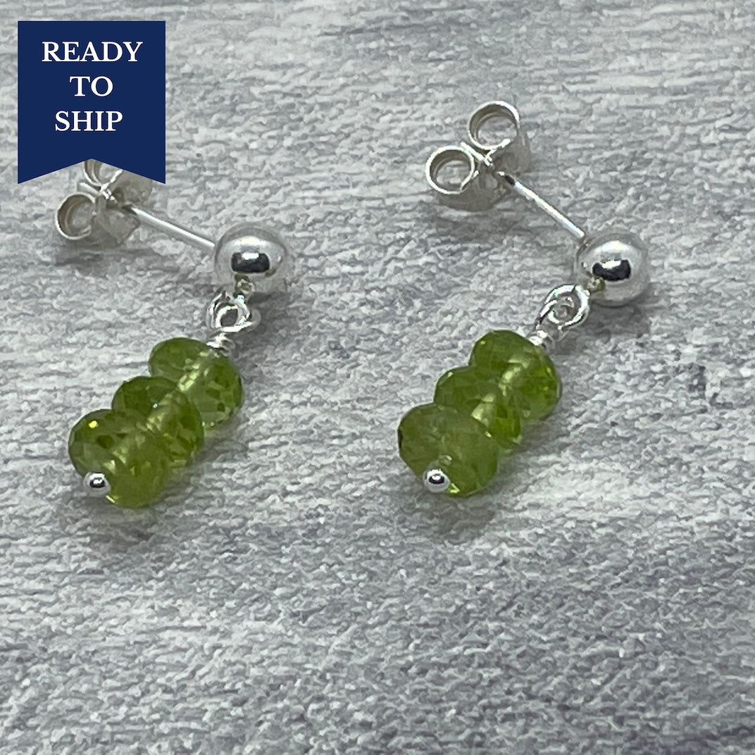 Peridot and sterling silver earrings.