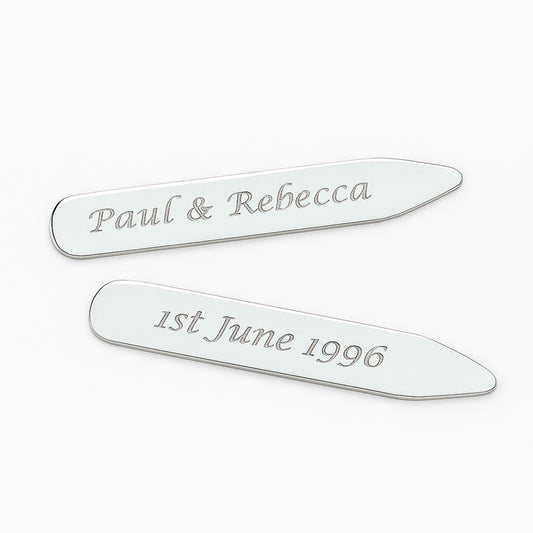 Personalised Sterling Silver Collar Stays | Handmade & Hallmarked in the UK