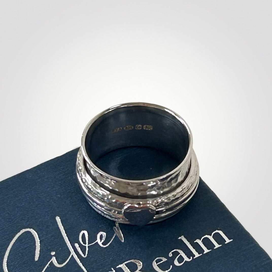 UK hallmark inside handmade sterling silver spinner ring