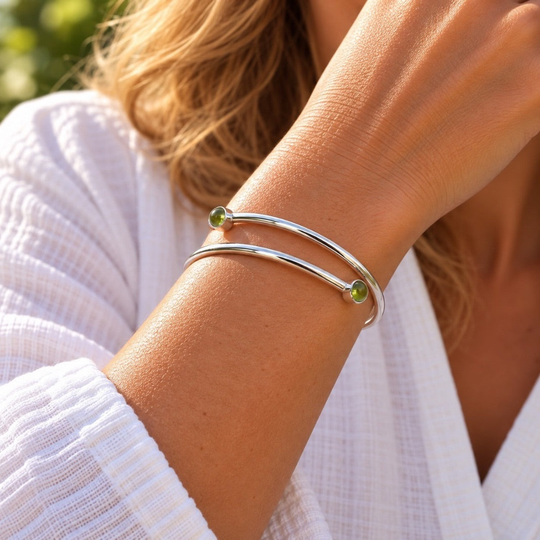 Sterling Silver Peridot Bangle