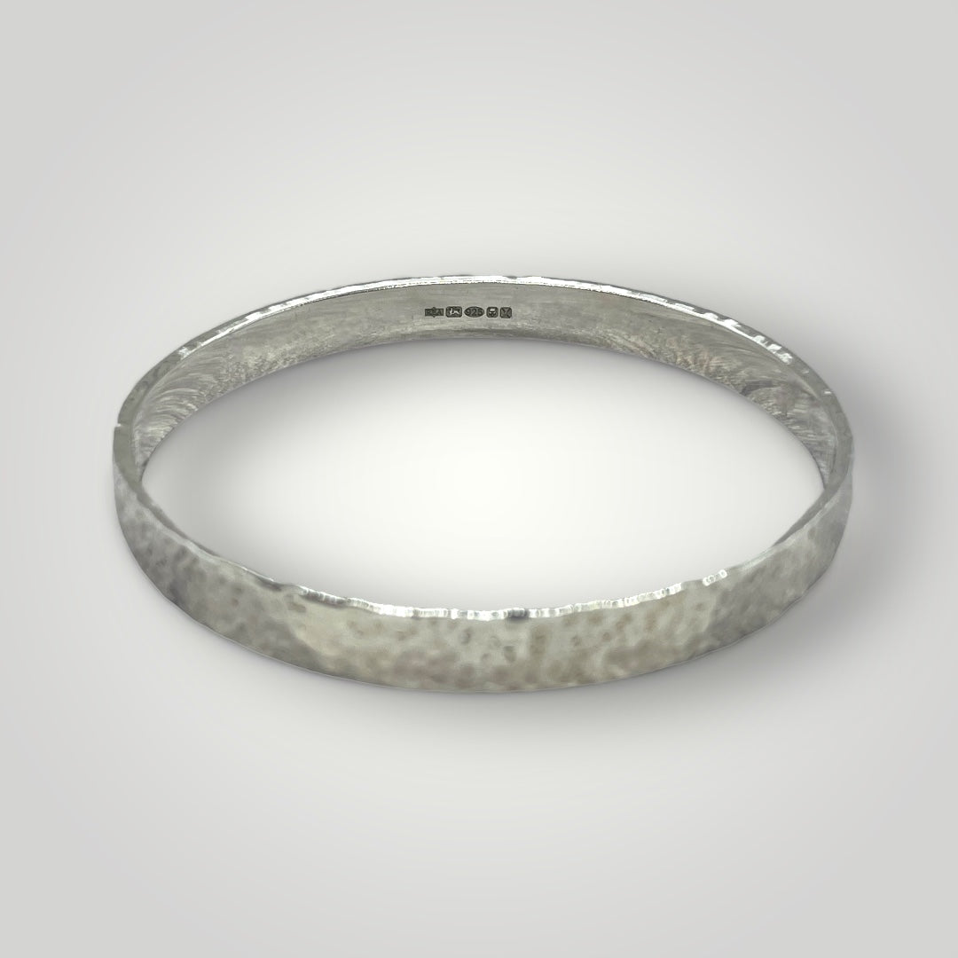 Personalised Bangle - Sterling Silver - Hammered Finish