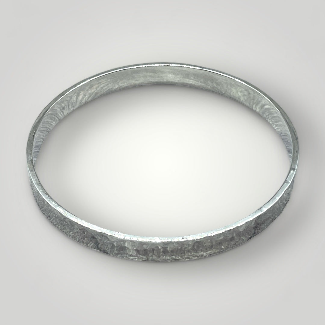 Personalised Bangle - Sterling Silver - Hammered Finish