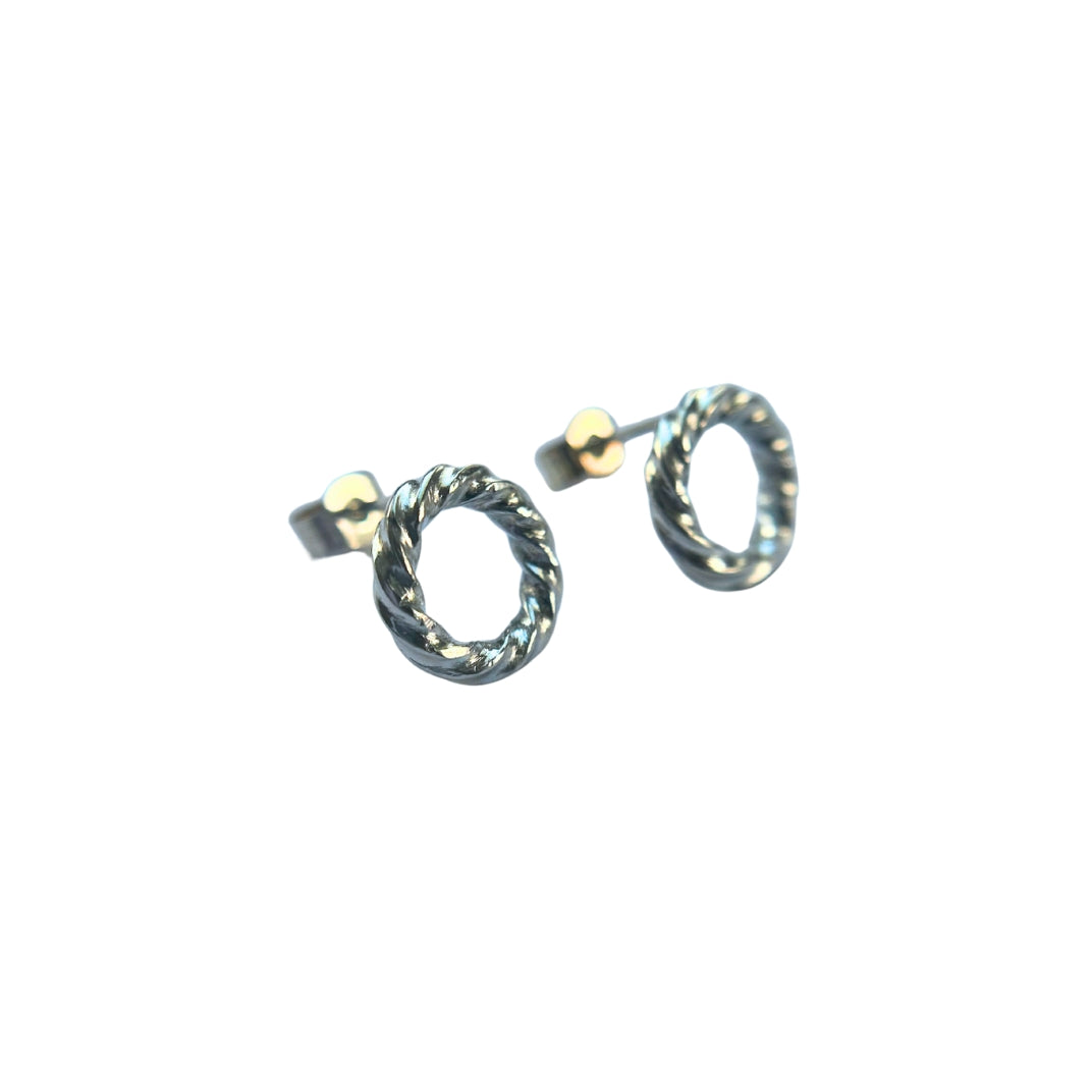 Handmade Mini Twisted Circle Earrings | Sterling Silver