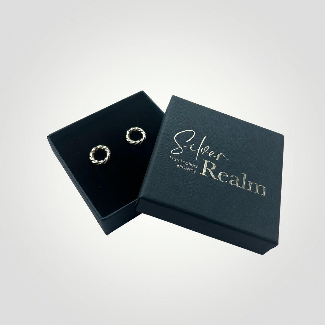 Handmade Mini Twisted Circle Earrings | Sterling Silver