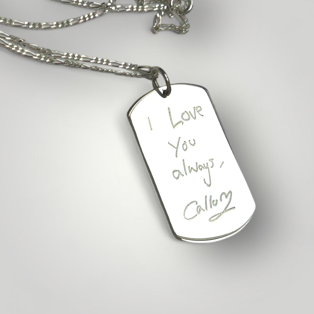 personalised sterling silver dog tag style pendant necklace