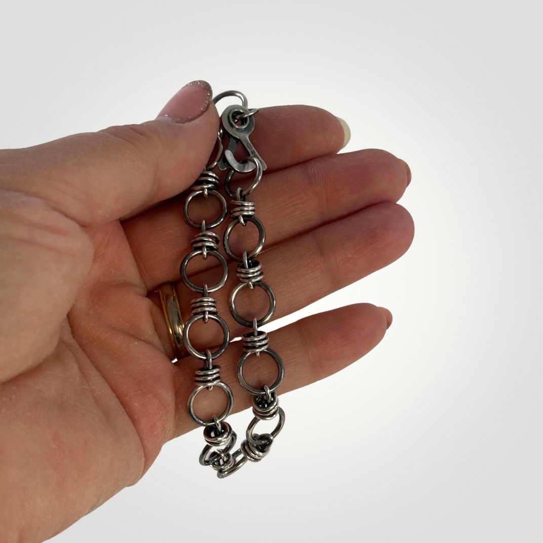 Handmade Sterling Silver Wrapped Link Bracelet