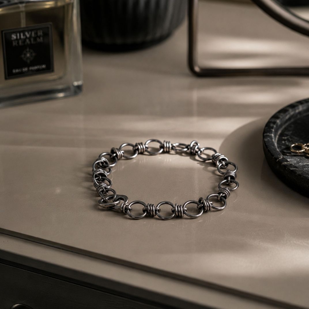 Handmade Sterling Silver Wrapped Link Bracelet