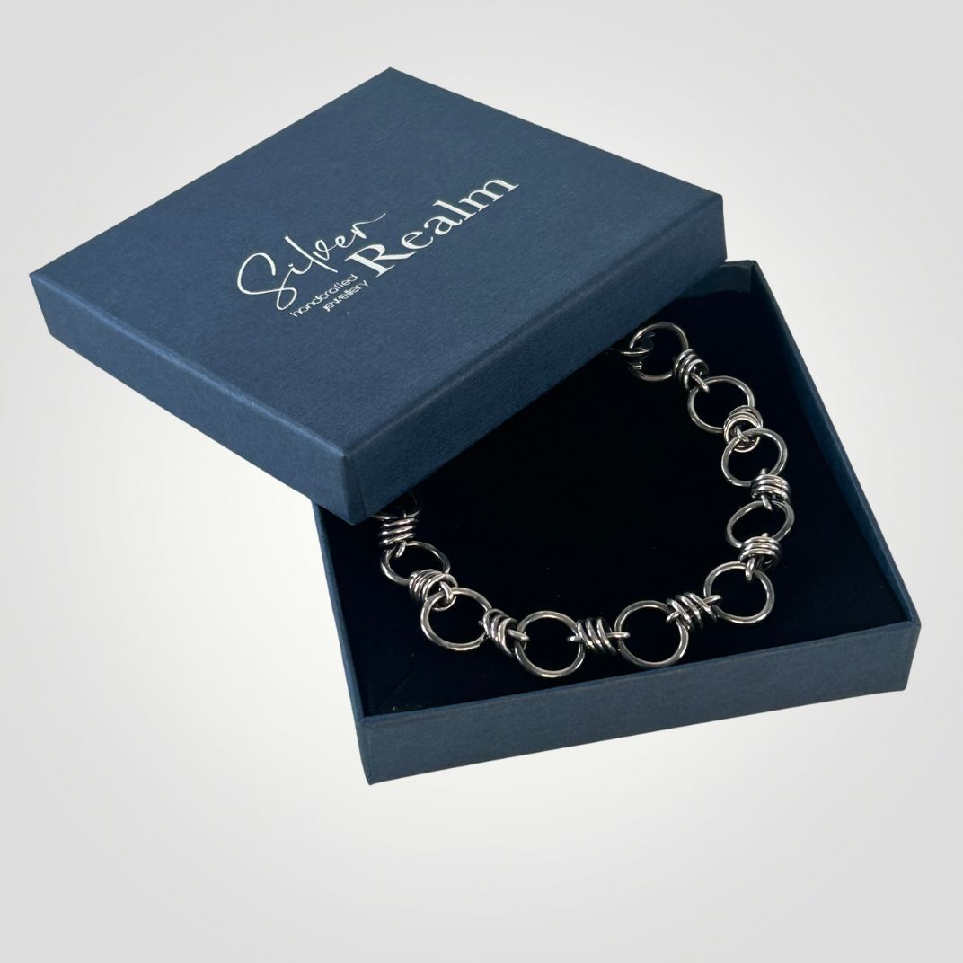 Handmade Sterling Silver Wrapped Link Bracelet