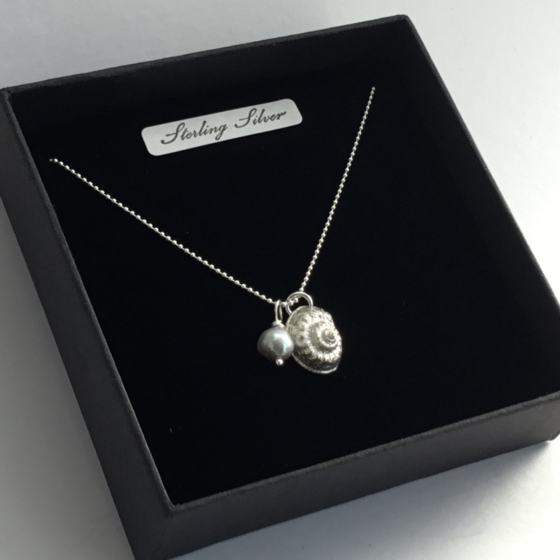 Silver Shell and Pearl on a Sterling Silver Chain